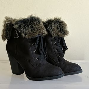 Fuzzy booties/heels